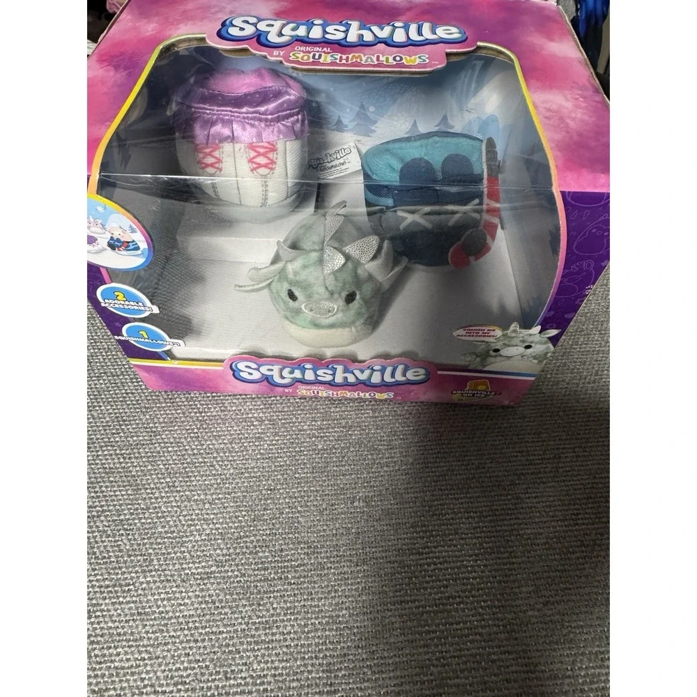 squishville squishmallow Mini Dragon With Accessories Sneakers And Snowshoes